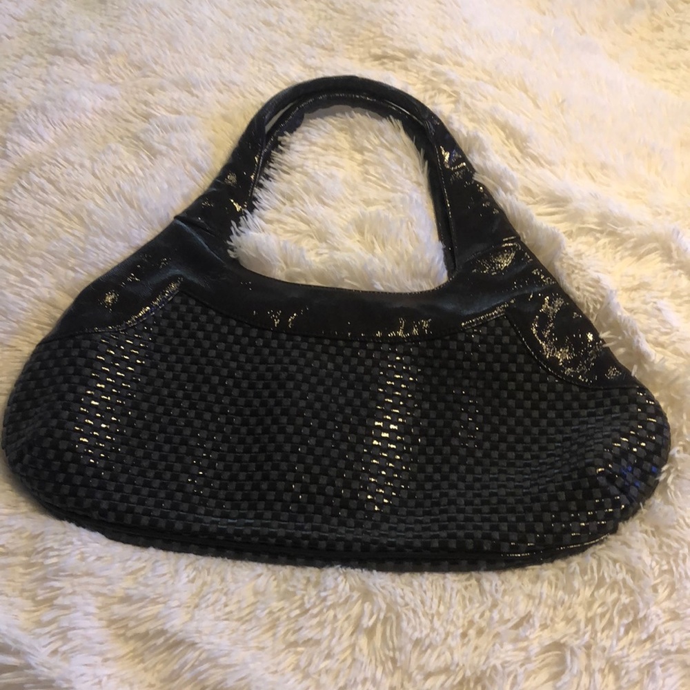 HOBO bronze leather unique patterned shoulder bag